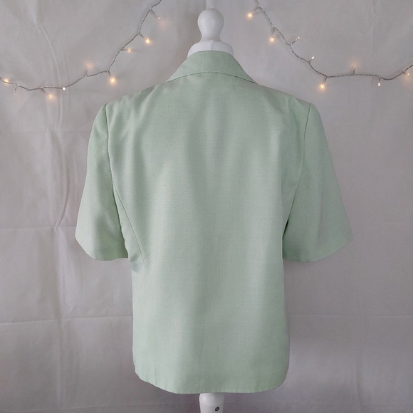 Vintage Lime Green Short Sleeve Single Breasted Blazer Size 18 *Flawed See Pics - Picture 7 of 9